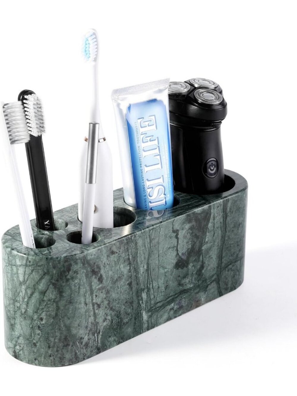 Marble Toothbrush Holder & Makeup Brush Organizer - 6 Slot Bathroom Storage